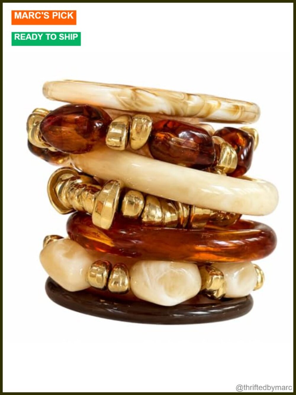 7 Pc Resin Bangle Bracelet Set Acrylic Cuff Stackable Women's Wrist Jewelry